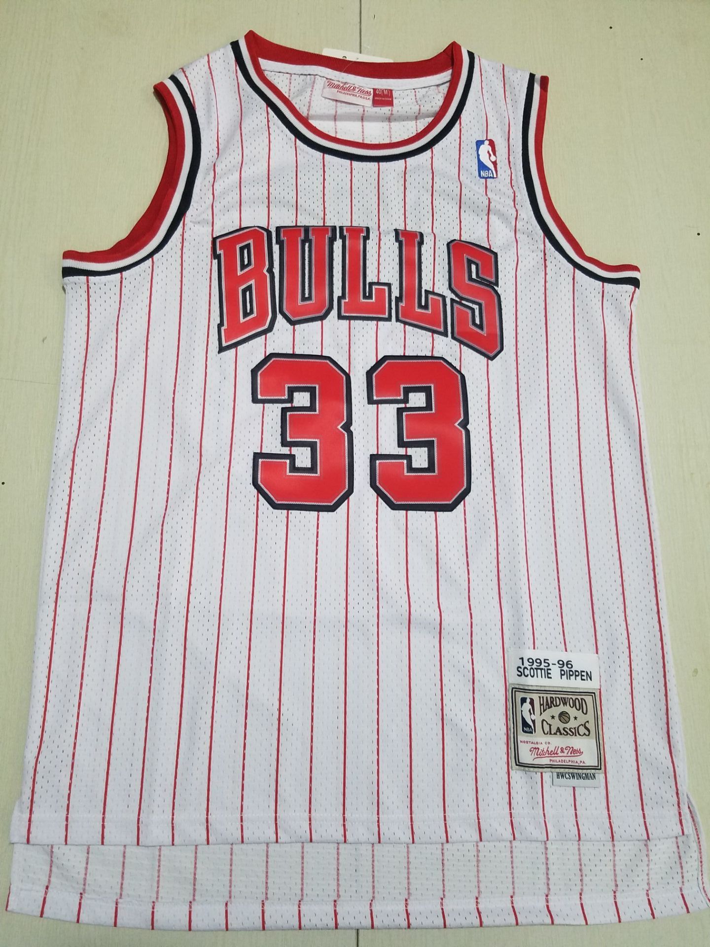 Men Chicago Bulls 33 Pippen White Stripe 2022 NBA Jersey